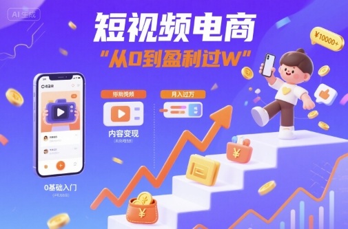 短视频电商：短视频变现从0到盈利过W-副业资源网