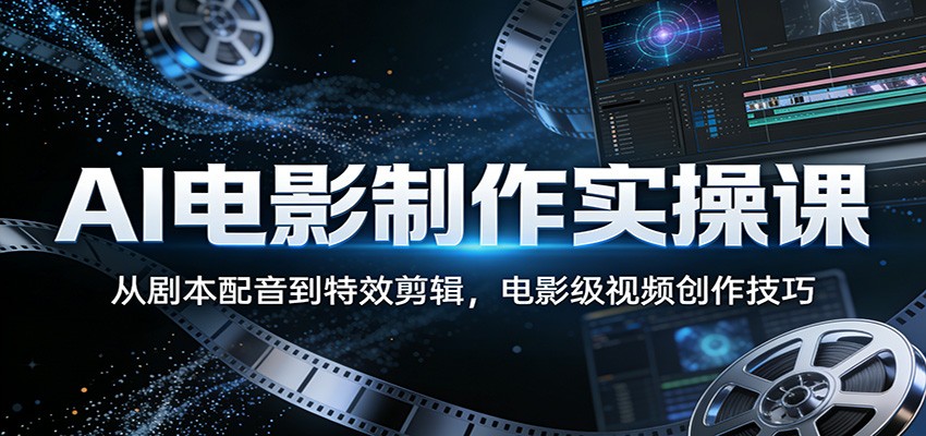 AI电影制作实操课:从剧本配音到特效剪辑,电影级视频创作技巧-副业资源网