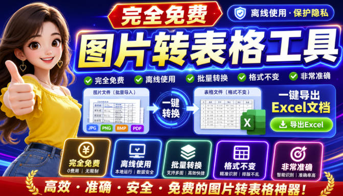 图片表格识别提取工具,支持一键从图片中智能提取表格并导出Excel文件,可离线免网运行,FastTableOCR-副业资源网