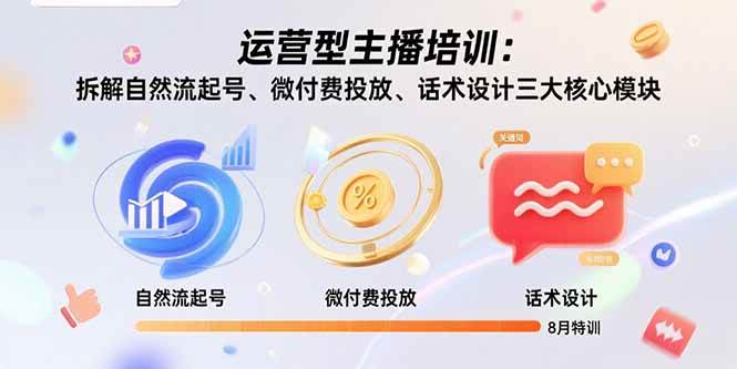 （15654期）运营型主播培训：拆解自然流起号、微付费投放、话术设计三大核心模块-8月-副业资源网