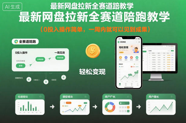 最新网盘拉新全赛道陪跑教学,0投入操作简单,一周内就可以见到成果-副业资源网