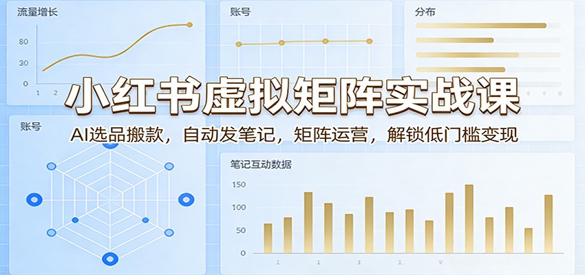 小红书虚拟矩阵实战课:AI选品搬款,自动发笔记,矩阵运营,解锁低门槛变现-副业资源网