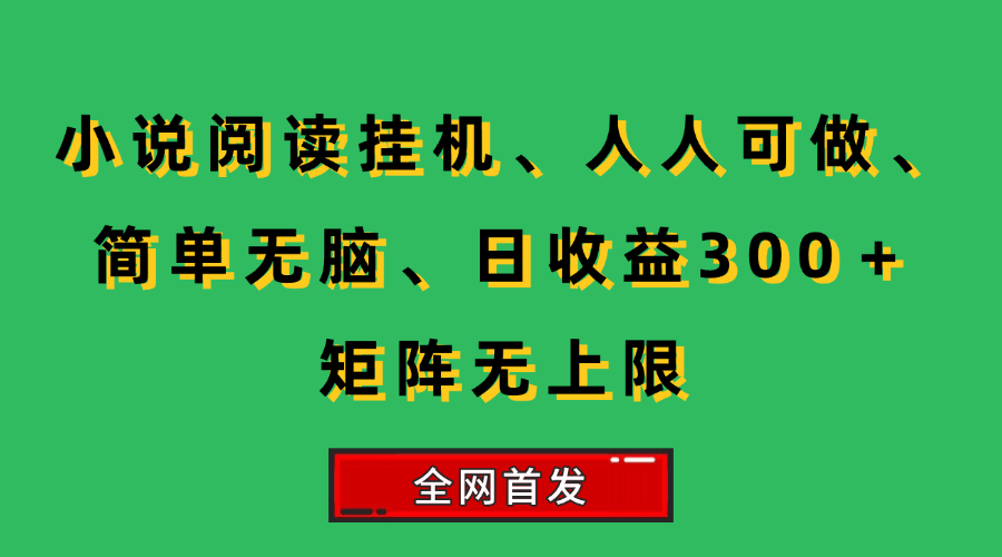 （15413期）小说挂机阅读，人人可做，简单无脑，一天收益300＋矩阵无限上-副业资源网