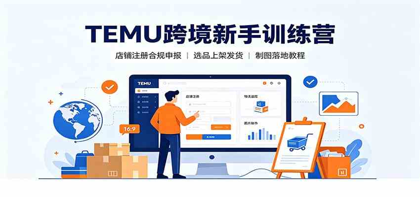TEMU跨境新手训练营：店铺注册合规申报，选品上架发货制图落地教程-副业资源网