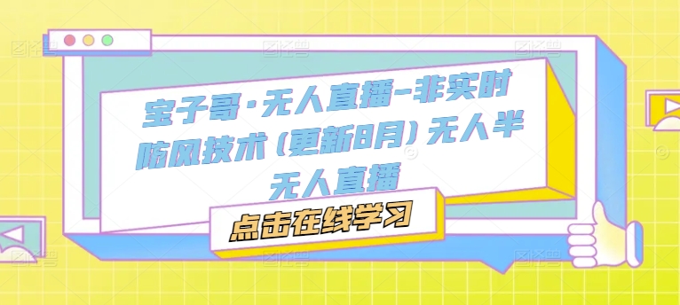 宝子哥·无人直播-非实时防风技术(更新25年7月)无人半无人直播-副业资源网