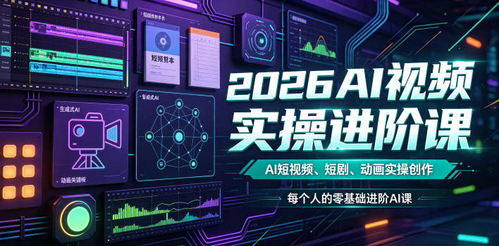 2026AI视频实操进阶课，AI短视频、短剧、动画实操创作，每个人的零基础进阶ai课-副业资源网