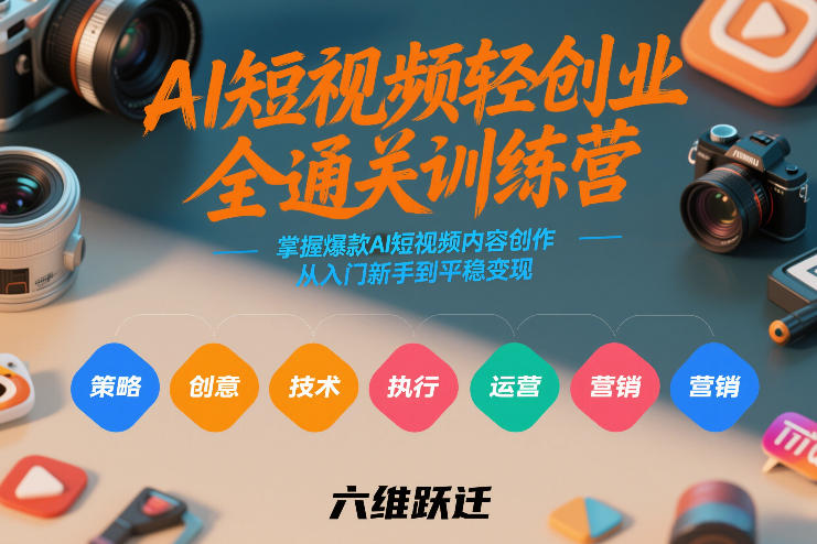 AI短视频轻创业全通关训练营，掌握爆款AI短视频内容创作，从入门新手到平稳变现的六维跃迁-副业资源网