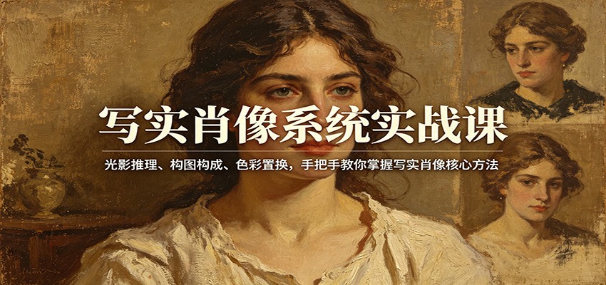 写实肖像系统实战课：光影推理、构图构成、色彩置换，手把手教你掌握写实肖像核心方法-副业资源网