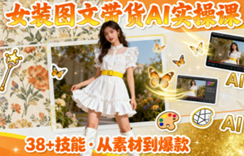 女装图文带货的AI实操课，覆盖38个实用技能，快速提升素材制作效率-副业资源网