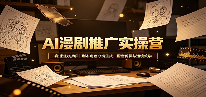AI漫剧推广实操营:赛道潜力拆解,剧本角色分镜生成,配音剪辑与运镜教学-副业资源网