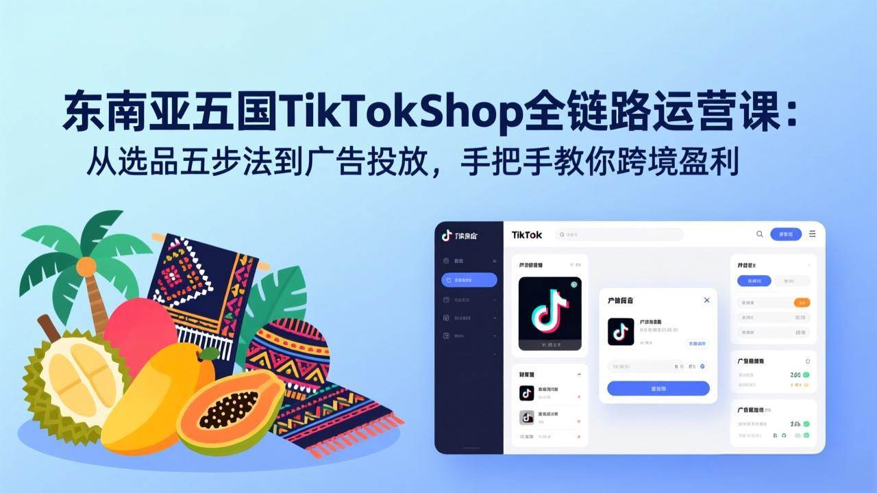 （17511期）东南亚五国TikTok Shop全链路运营课：从选品五步法到广告投放，手把手教你跨境盈利-副业资源网