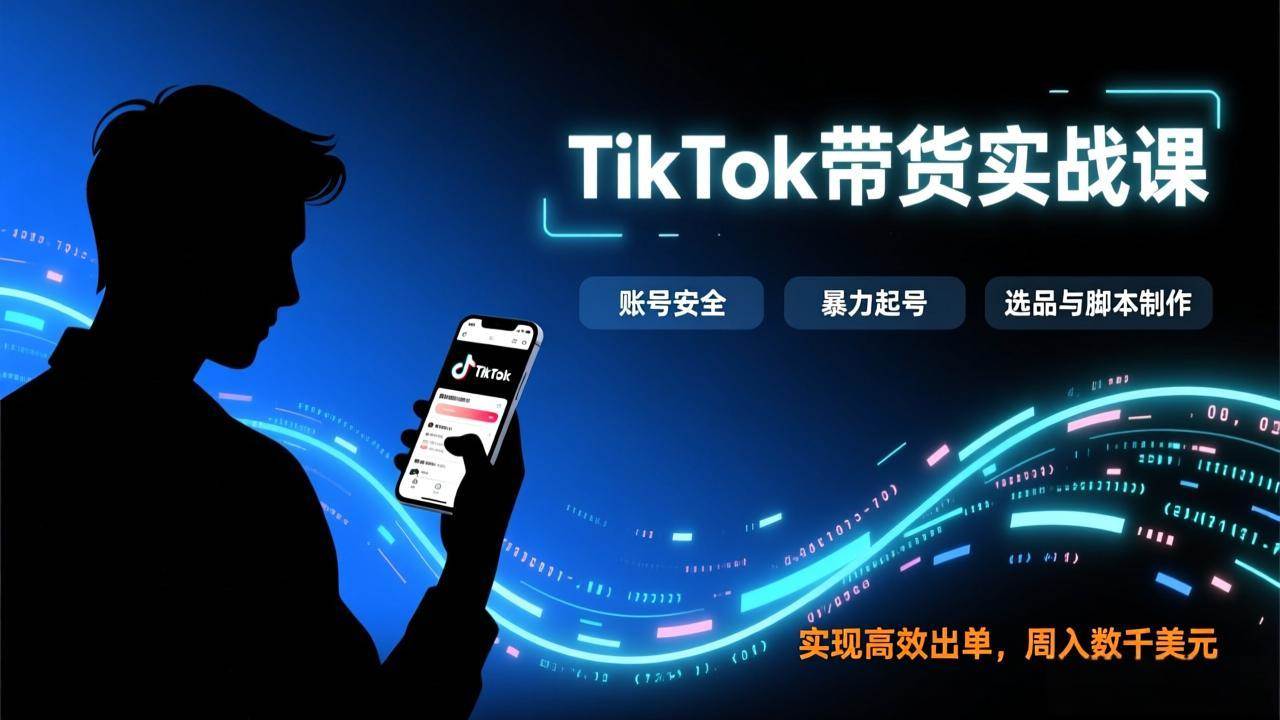 （17278期）TikTok带货实战课，涵盖账号安全、暴力起号、选品与脚本制作，实现高效出单，周入数千美元-副业资源网