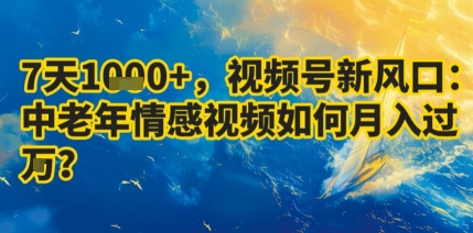 7天收益1k+，视频号新风口：中老年情感视频如何月入过W?-副业资源网