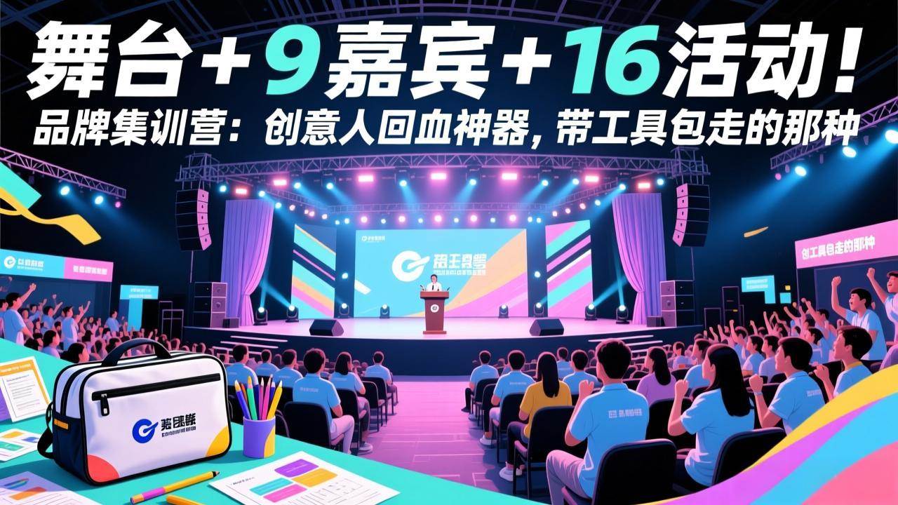 （17413期）舞台 + 9 嘉宾 + 16 活动！品牌集训营：创意人回血神器，带工具包走的那种-副业资源网