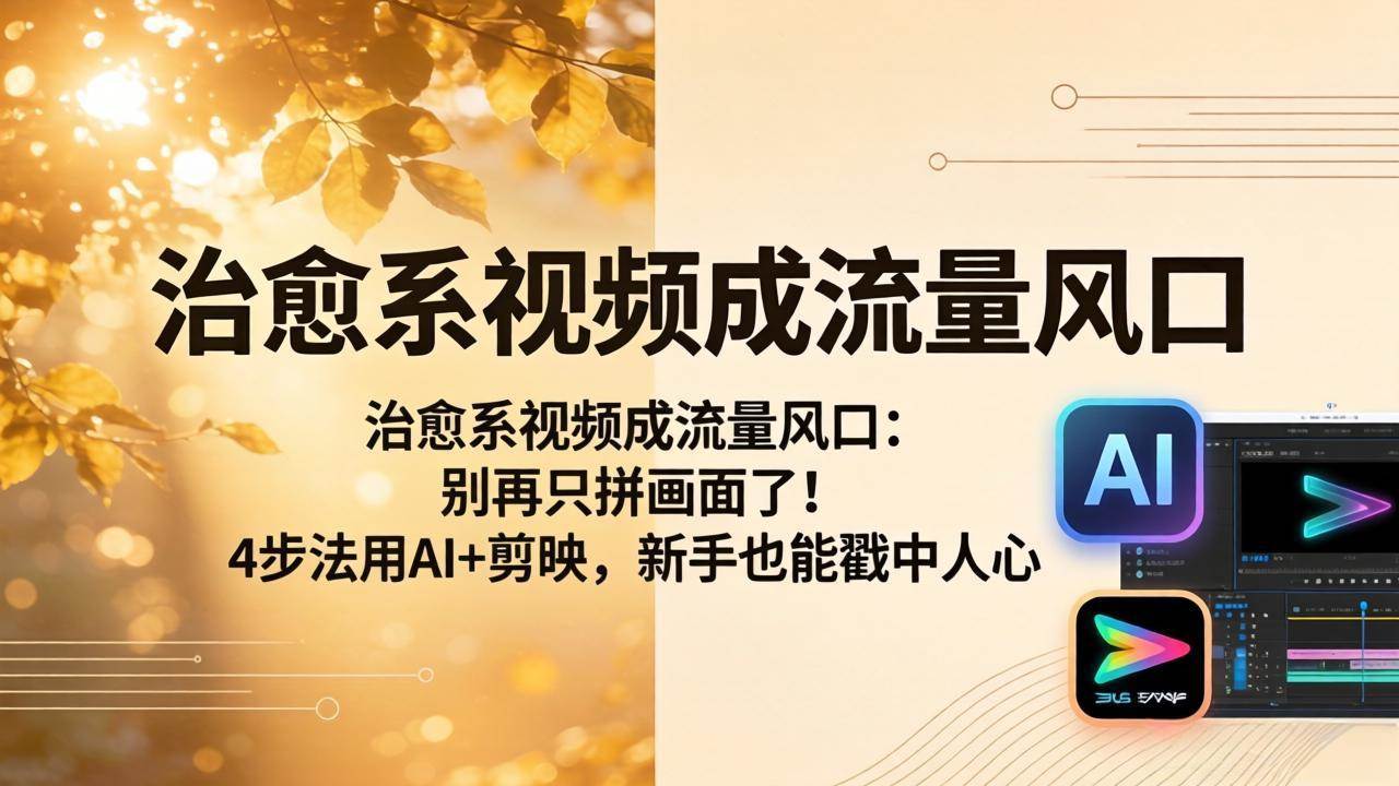 （18219期）治愈系视频成流量风口：别再只拼画面了！4步法用AI+剪映，新手也能戳中人心-副业资源网