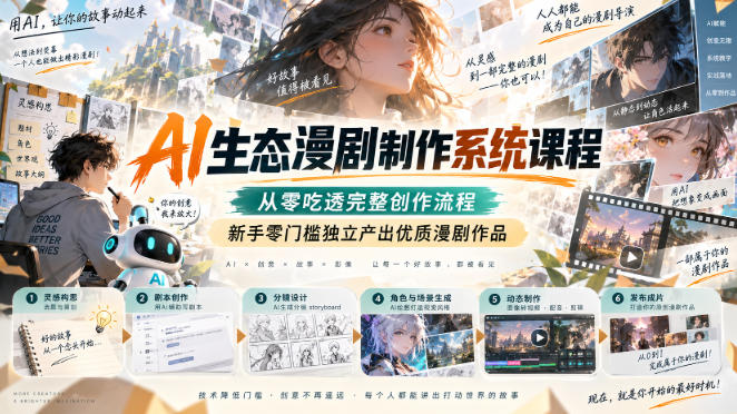 AI生态漫剧制作系统课程,从零吃透完整创作流程,新手零门槛独立产出优质漫剧作品-副业资源网