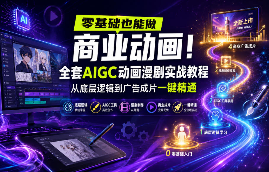 零基础也能做商业动画！全套AIGC动画漫剧实战教程，从底层逻辑到广告成片一键精通（更新0905）-副业资源网