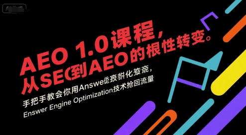 AEO 1.0 课程，从SEO到AE0的基命性转变，手把手教会你用AnswerEngineOptimization技术抢回流量-副业资源网
