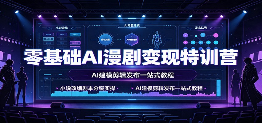 零基础AI漫剧变现特训营:小说改编剧本分镜实操,AI建模剪辑发布一站式教程-副业资源网