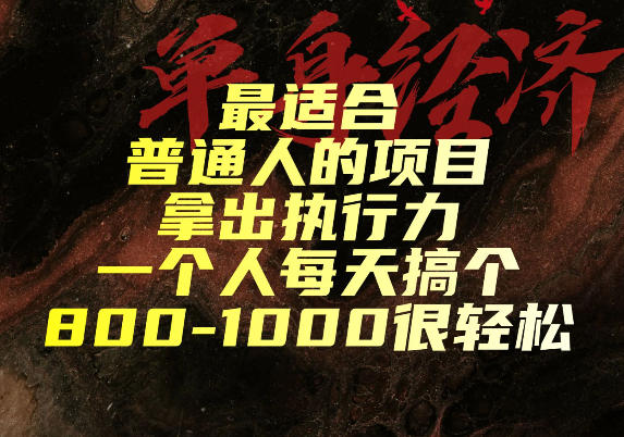 最适合普通人的项目，拿出执行力一个人每天搞个800-1k很轻松【揭秘】-副业资源网