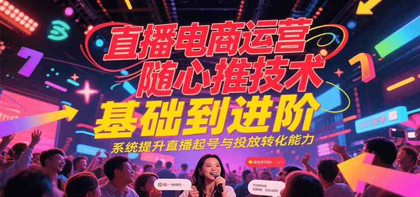 直播电商运营随心推投放技术基础到进阶，系统提升直播起号与投放转化能力-副业资源网