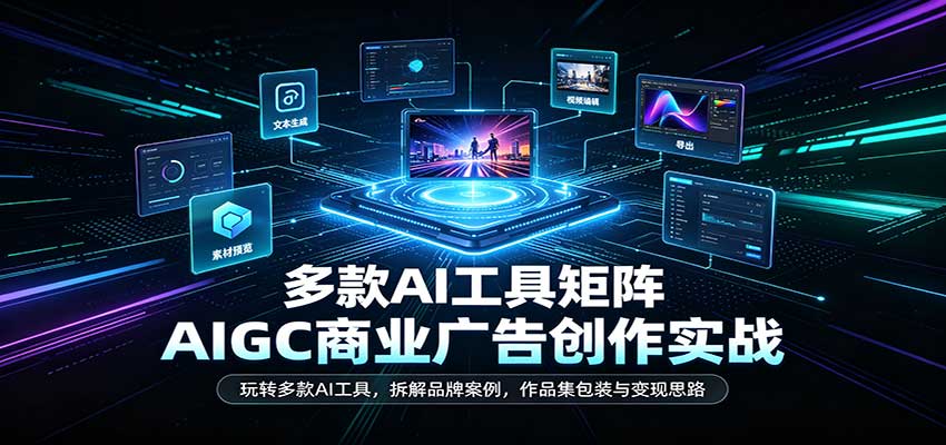 AIGC商业广告创作实战:玩转多款AI工具,拆解品牌案例,作品集包装与变现思路-副业资源网