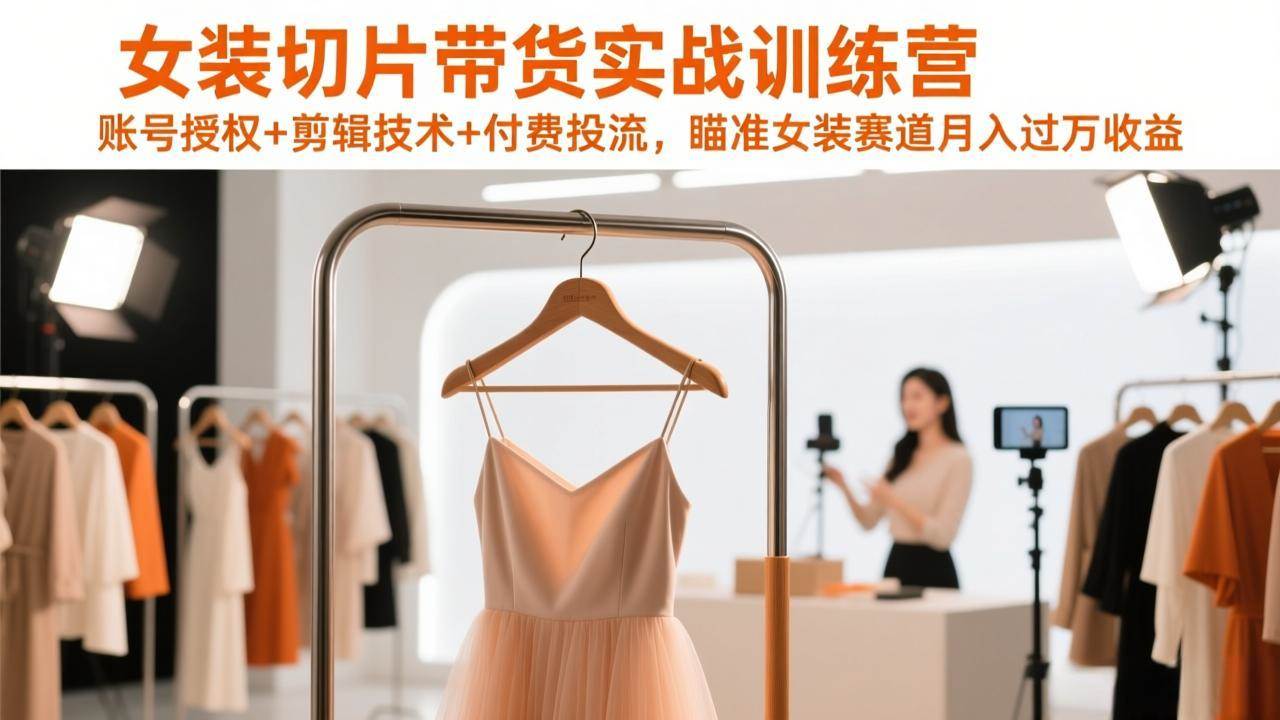 （17357期）女装切片带货实战训练营，账号授权+剪辑技术+付费投流，瞄准女装赛道月入过万收益-副业资源网