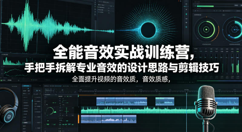 全能音效实战训练营，手把手拆解专业音效的设计思路与剪辑技巧，全面提升视频的音效质感-副业资源网