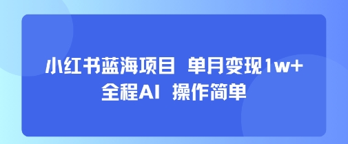 小红书蓝海项目 单月变现1w+ 全程AI 操作简单-副业资源网