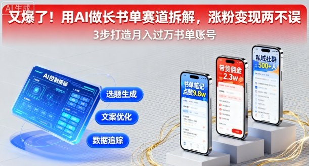又爆了！用AI做长书单赛道拆解，涨粉变现两不误-副业资源网