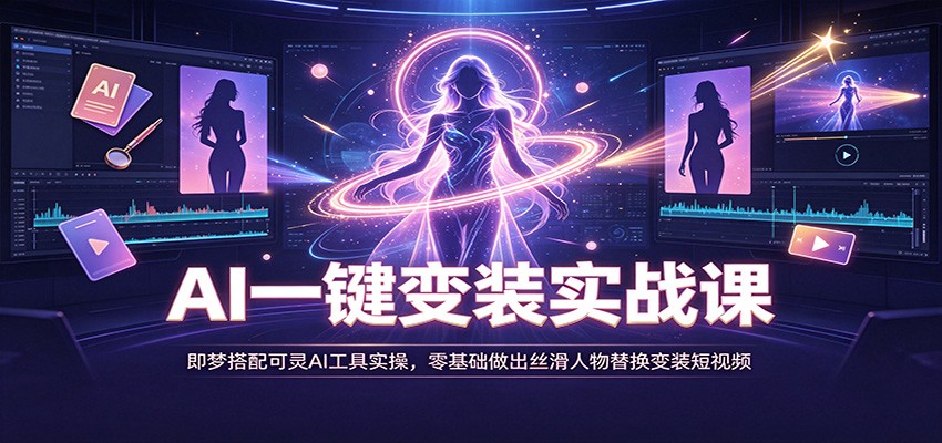AI一键变装实战课:即梦搭配可灵AI工具实操,零基础做出丝滑人物替换变装短视频-副业资源网