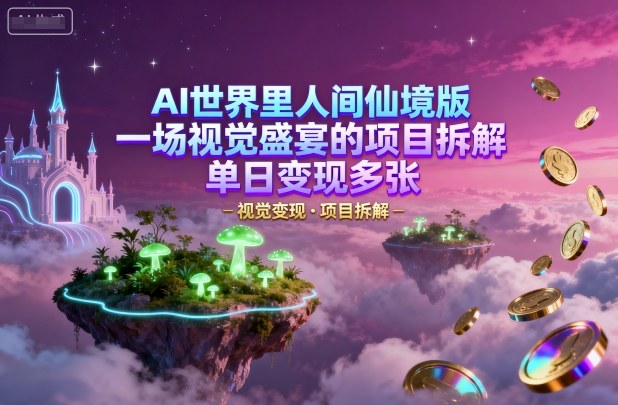 AI世界里人间仙境版，一场视觉盛宴的项目拆解，单日变现多张-副业资源网