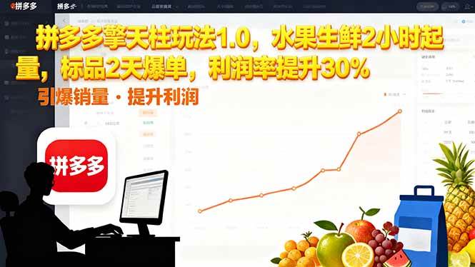 (16429期)拼多多 擎天柱玩法1.0,水果生鲜2小时起量,标品2天爆单,利润率提升30%-副业资源网