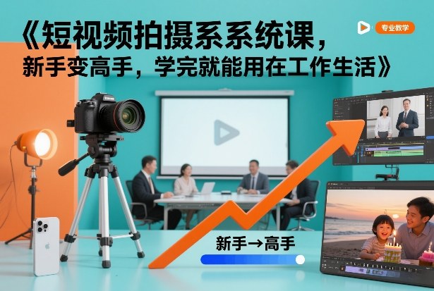 短视频拍摄系统课，新手变高手，学完就能用在工作生活-副业资源网