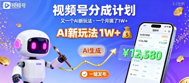 视频号分成计划：又一个AI新玩法，一个月搞了1W+，纯AI生成，一键发布即可-副业资源网