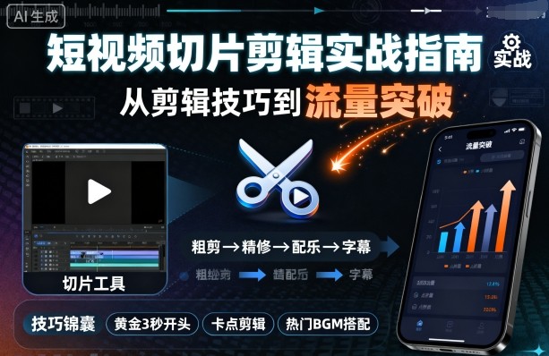 短视频切片剪辑实战指南，从剪辑技巧到流量突破-副业资源网