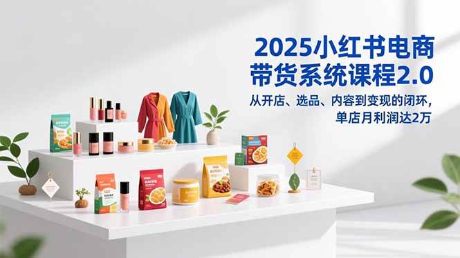 （16880期）2025小红书电商带货系统课程2.0，从开店、选品、内容到变现的闭环，单店月利润达2万-副业资源网