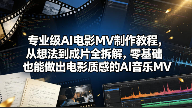专业级AI电影MV制作教程，从想法到成片全拆解，零基础也能做出电影质感的AI音乐MV-副业资源网
