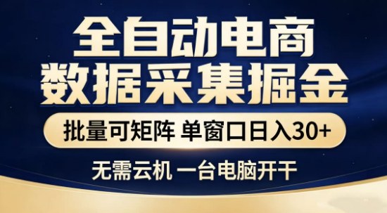 独家电商数据全自动采集项目，批量可矩阵，单窗口轻松日入3张+【揭秘】-副业资源网