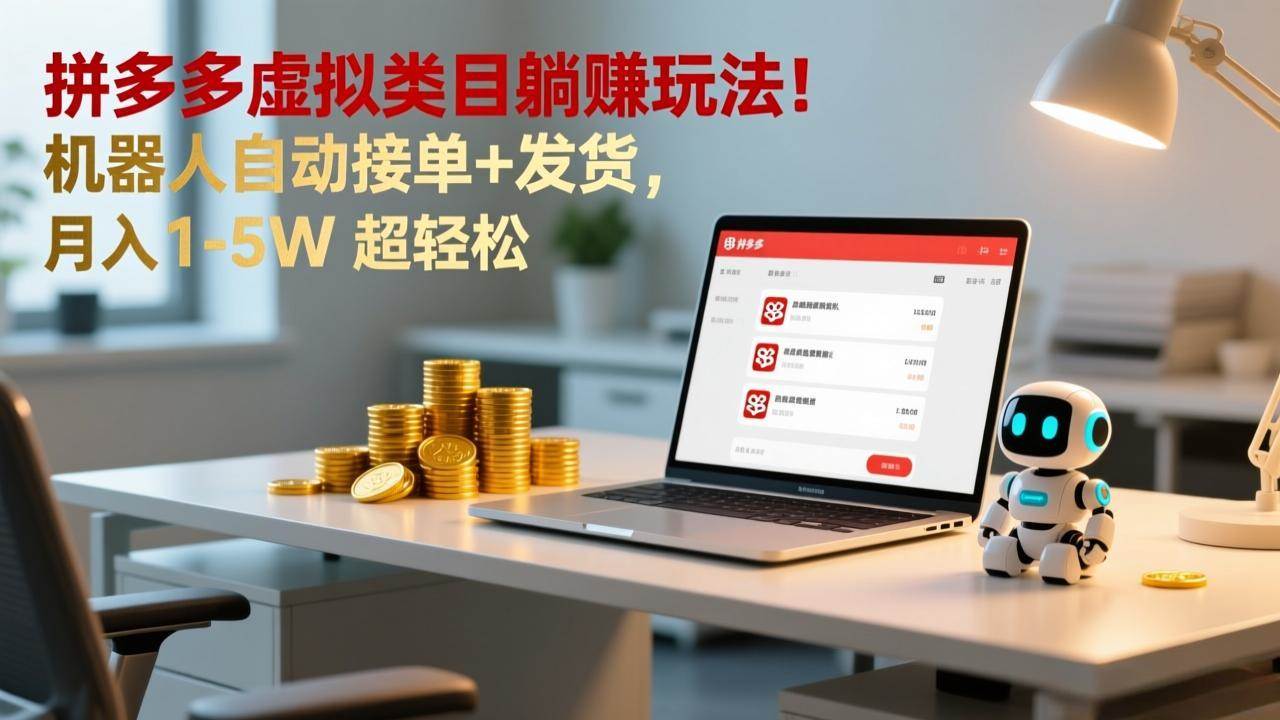 （17174期）多多虚拟类目躺赚玩法！机器人自动接单+发货，月入 1-5W 超轻松-副业资源网