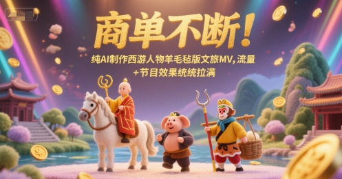 商单不断！纯AI制作西游人物羊毛毡版文旅MV，流量+节目效果统统拉满-副业资源网