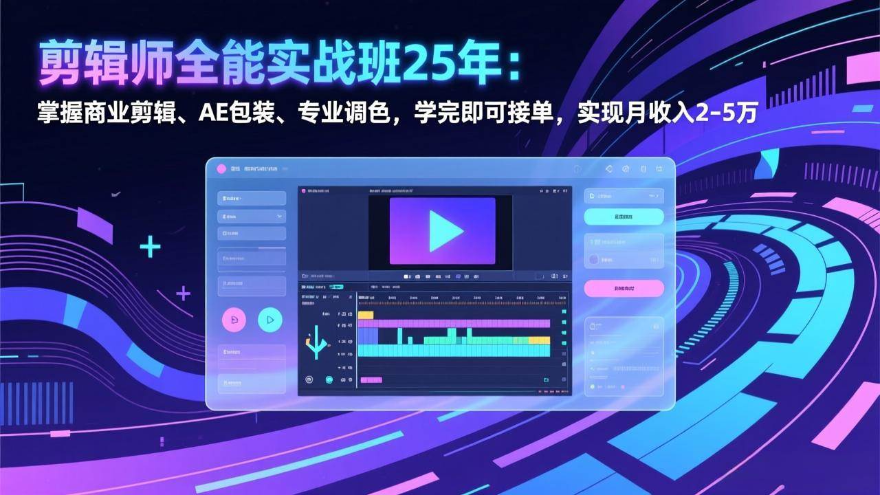 （17294期）剪辑师全能实战班25年：掌握商业剪辑、AE包装、专业调色，学完即可接单，实现月收入2-5万-副业资源网