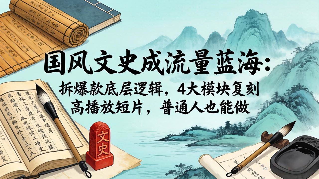 （18227期）国风文史成流量蓝海：拆爆款底层逻辑，4大模块复刻高播放短片，普通人也能做-副业资源网