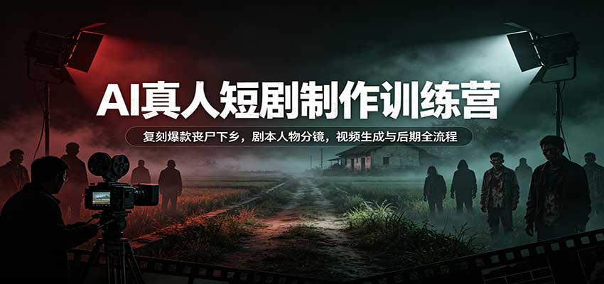 AI真人短剧制作训练营：复刻爆款丧尸下乡，剧本人物分镜，视频生成与后期全流程-副业资源网
