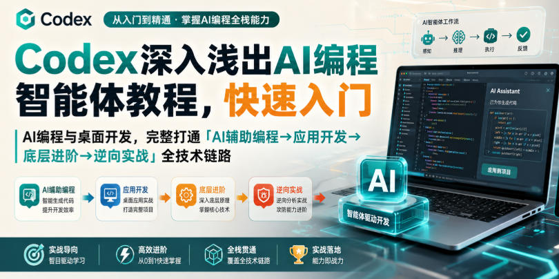 Codex深入浅出AI编程智能体教程，快速入门AI编程与桌面开发，打通「AI辅助编程→应用开发→底层进阶→逆向实战」全技术链路-副业资源网