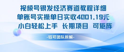视频号银发经济赛道单账号实操单日实收1k+，小白轻松上手长期项目-副业资源网