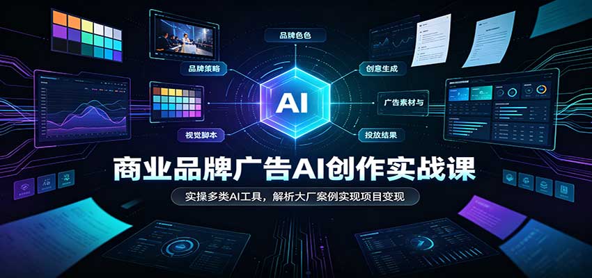 商业品牌广告AI创作实战课：实操多类AI工具，解析大厂案例实现项目变现-副业资源网