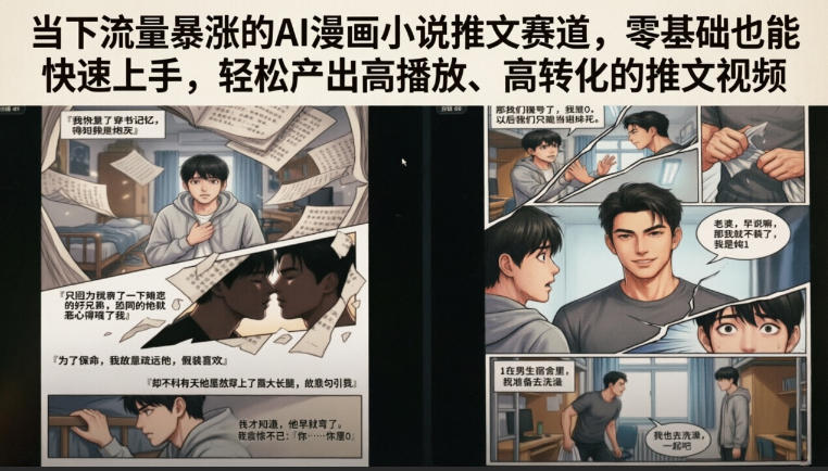 当下流量暴涨的AI漫画小说推文赛道，零基础也能快速上手，轻松产出高播放、高转化的推文视频-副业资源网