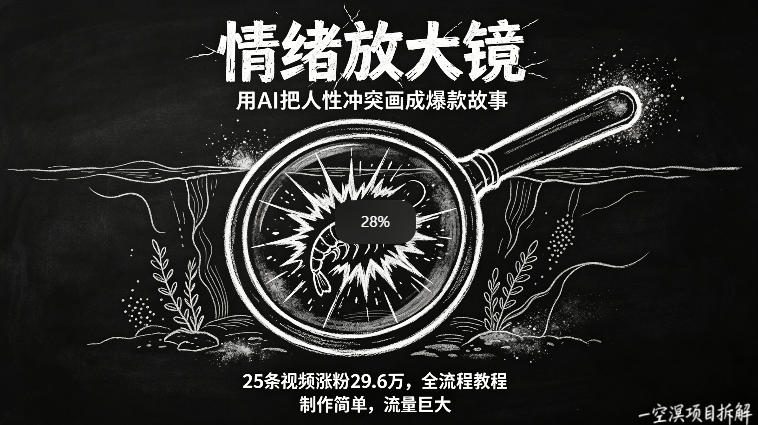 AI制作“情绪放大镜“视频，25条视频涨粉29.6W粉，流量巨大，制作简单，全流程教程-副业资源网