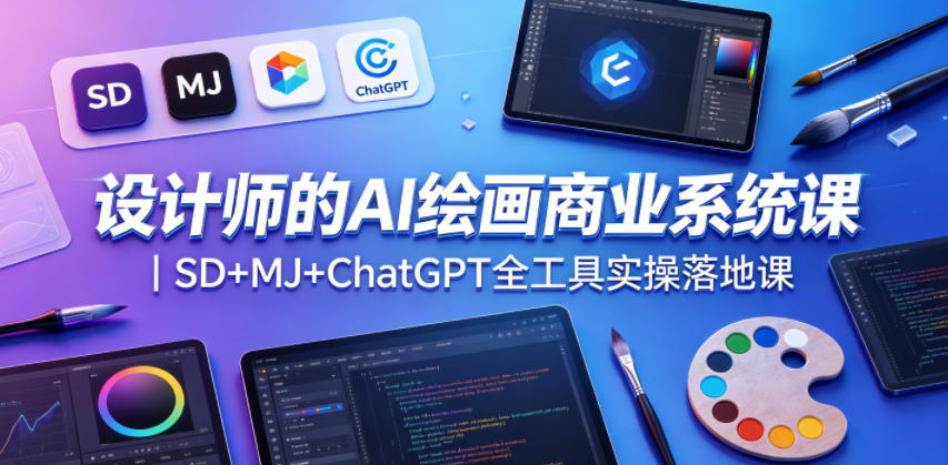 设计师的AI绘画商业系统课｜SD+MJ+ChatGPT全工具实操落地课-副业资源网